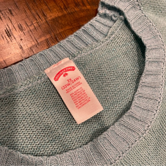 NEW Christmas Ugly Sweater blue reindeer sweater size 3X - Picture 4 of 6